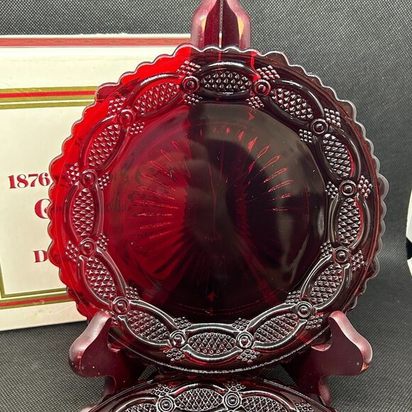 Avon Other - Avon 1876 Cape Cod Ruby Red Dessert Plate Set of 2 with Box